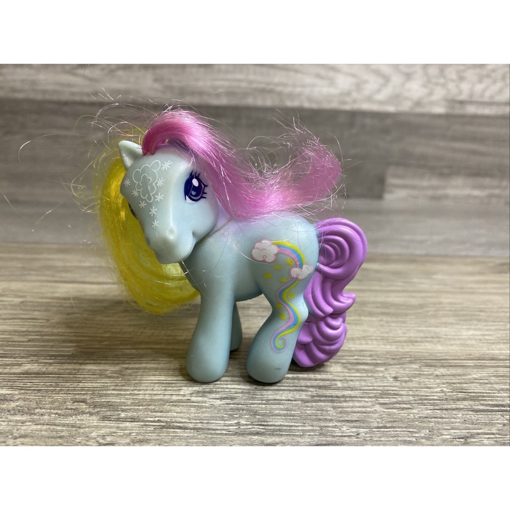 My Little Pony McDonalds Toy Blue Pony Plastic Tail Rainbow Hair 2008